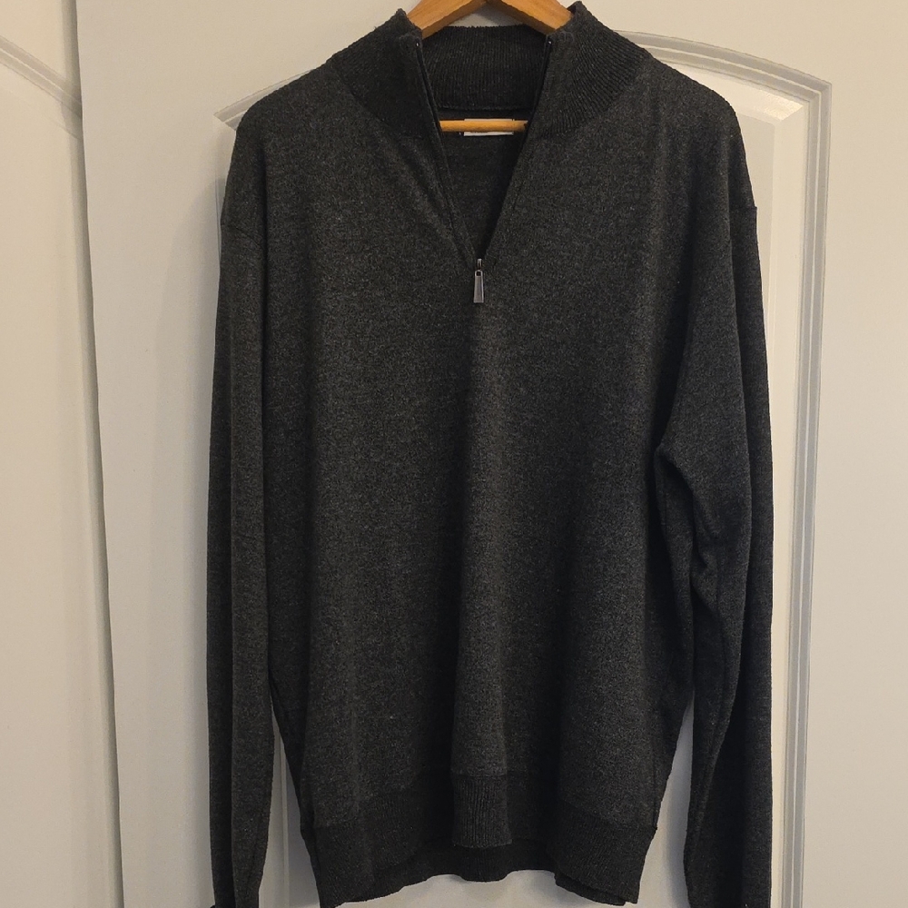 Men's Dark Charcoal Zip-Neck Sweater